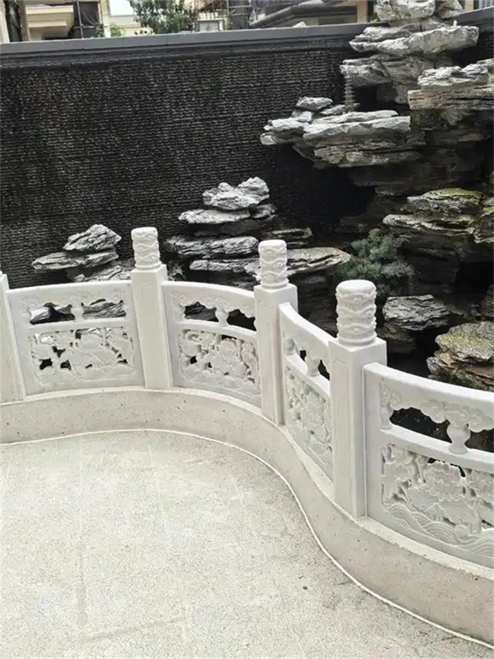 渭南市临渭区景区汉白玉护栏 园林寺庙石雕栏杆施工
